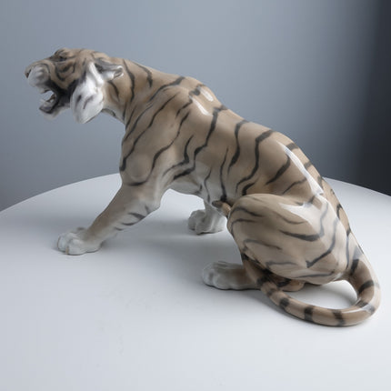 13" Bing and Grondahl Snarling Tiger Figure by Lauritz Jensen