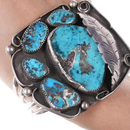 Huge Vintage Native American Sterling/turquoise cuff bracelet