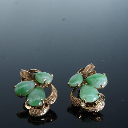 1930's 14k gold Jadeite Jade Clip on earrings