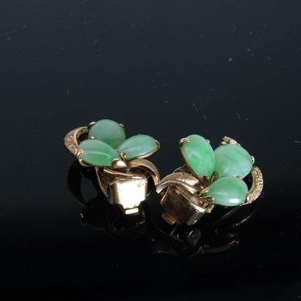 1930's 14k gold Jadeite Jade Clip on earrings
