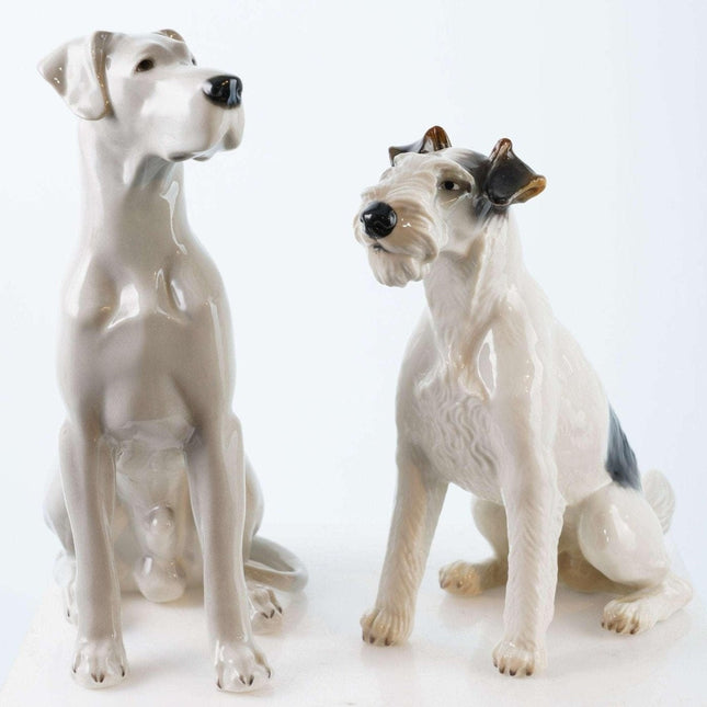 Nymphenburg Hundefiguren Foxterrier und Deutsche Dogge