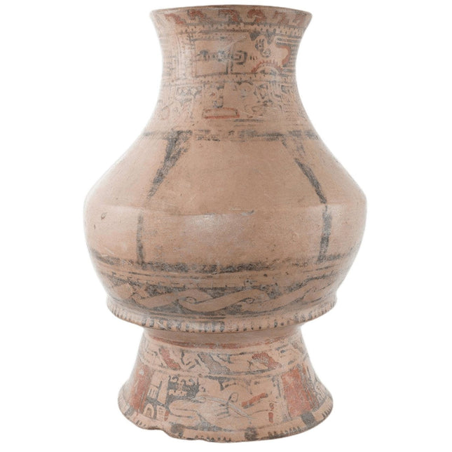 大型玛雅前哥伦布时期彩色装饰陶足容器