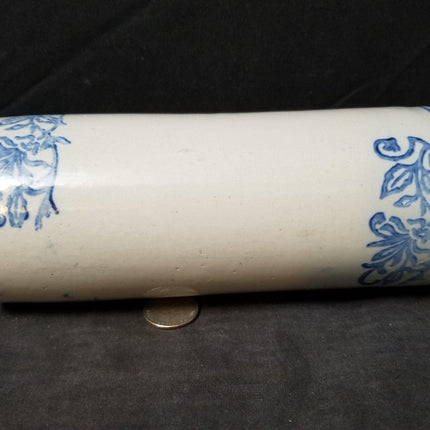 Blue and White Stoneware Cameron, Texas Advertising Rolling Pin c.1905 j.d. Robb