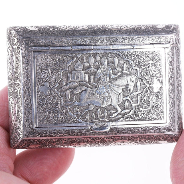 Antique Persian Silver Snuff box Addolhosein