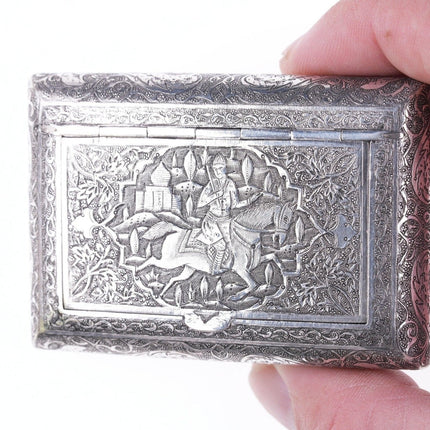 Antique Persian Silver Snuff box Addolhosein