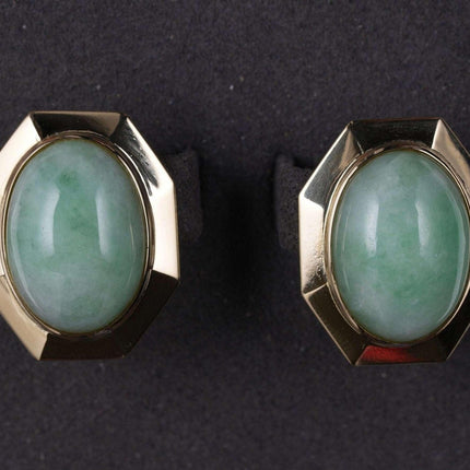 Vintage 14k Jadeite Jade French clip Earrings