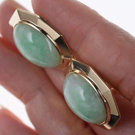 Vintage 14k Jadeite Jade French clip Earrings