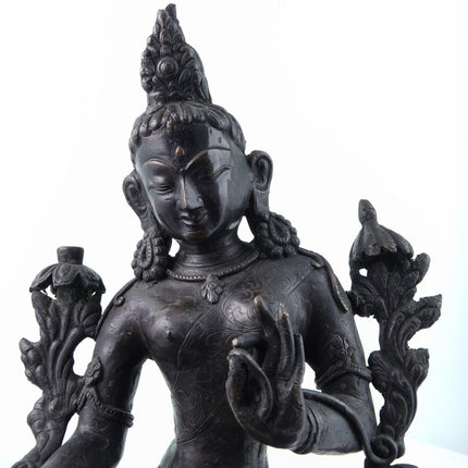 Tibetische buddhistische Tara-Skulptur aus Bronze, antiker Buddha aus dem 18. bis 19. Jahrhundert