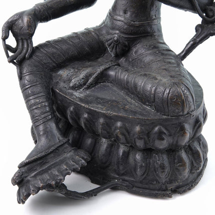 Tibetische buddhistische Tara-Skulptur aus Bronze, antiker Buddha aus dem 18. bis 19. Jahrhundert