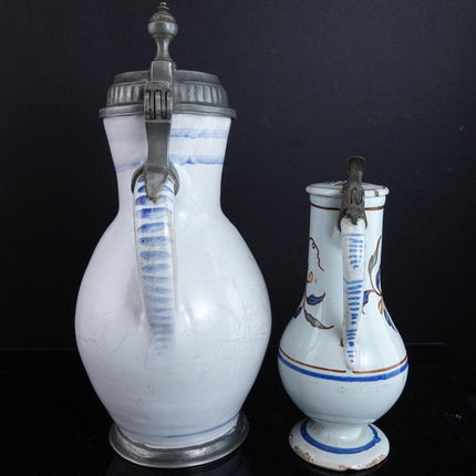 c1800 2 Antique Delft Lidded Jugs