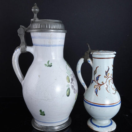 c1800 2 Antique Delft Lidded Jugs