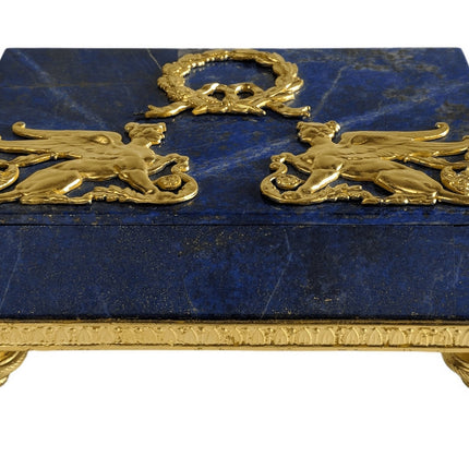 Gilt Bronze Mounted Lapis Lazuli Jewelry Box