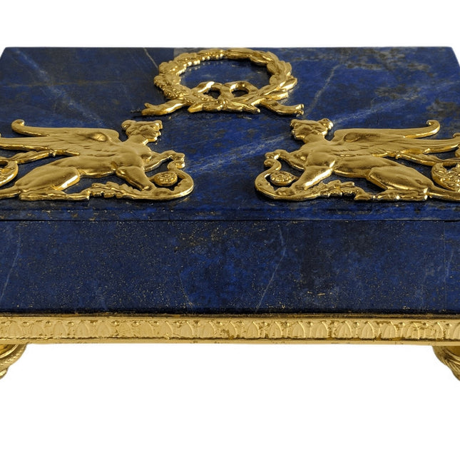 Gilt Bronze Mounted Lapis Lazuli Jewelry Box