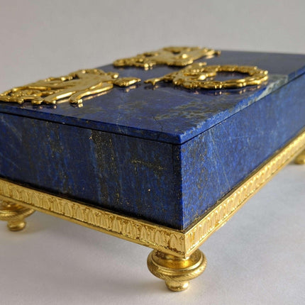 Gilt Bronze Mounted Lapis Lazuli Jewelry Box