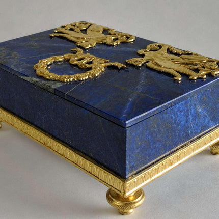 Gilt Bronze Mounted Lapis Lazuli Jewelry Box