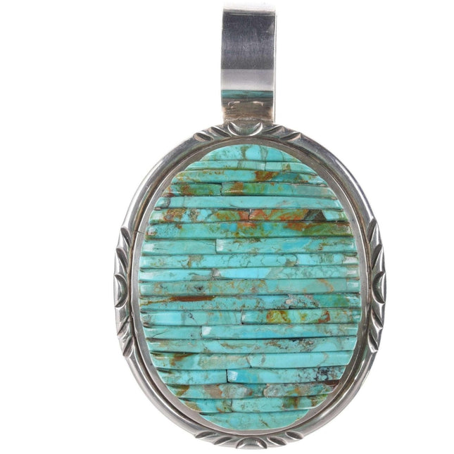 Large Pete Sierra Navajo Cobblestone turquoise sterling pendant