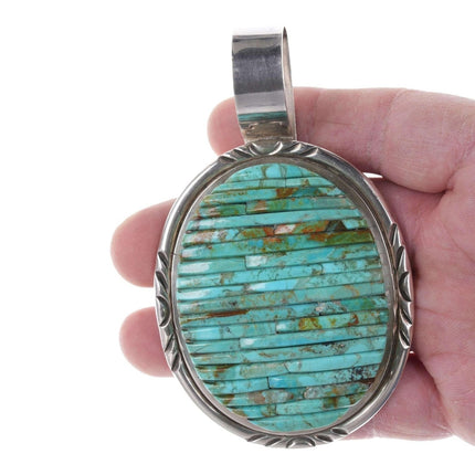 Large Pete Sierra Navajo Cobblestone turquoise sterling pendant