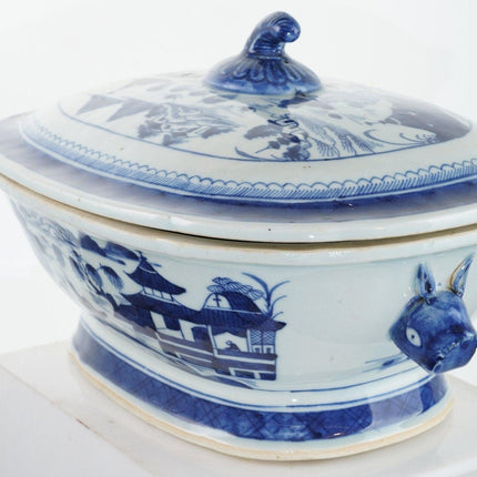 Antique Chinese Canton soup Tureen with lid