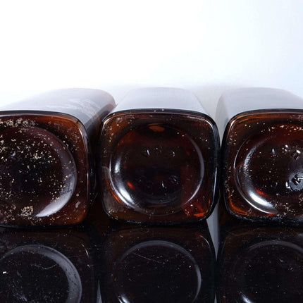 c1890 Amber Apothecary Bottle Set some Labels Under Glass ground stoppers