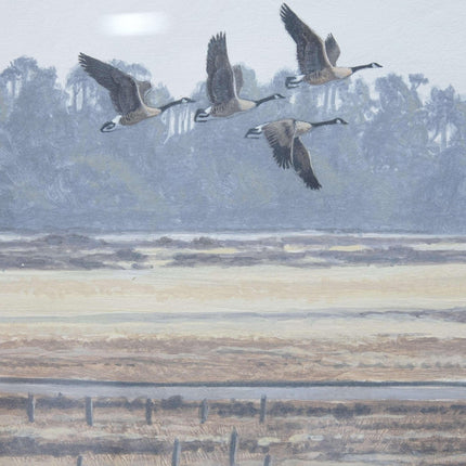 Dave Sellers Canada Geese at Elkhorn 1991 Painting San Jose California Artist