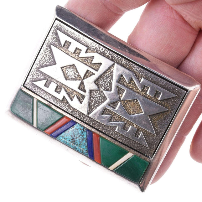 Richard Tsosie Navajo Cobblestone Inlay Tufa Gussgürtelschnalle