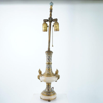 Antique French Gilt Bronze Champleve with onyx lamp