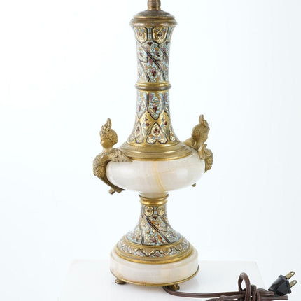 Antique French Gilt Bronze Champleve with onyx lamp
