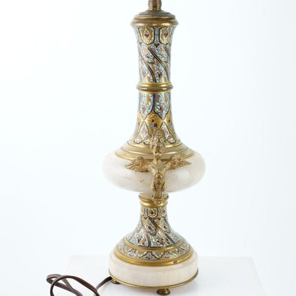 古董法国鎏金青铜内镶，带缟玛瑙灯