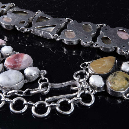 Groovy 32-37" Sterling Silver Semiprecious Stone Southwestern Belt