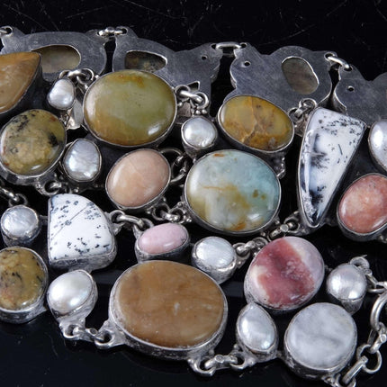 Groovy 32-37" Sterling Silver Semiprecious Stone Southwestern Belt