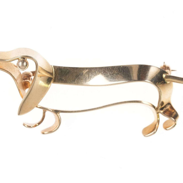 Modernist 14k Tiffany Dachshund Weiner dog pin