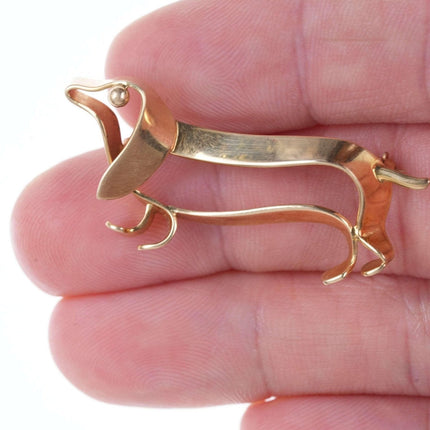 Modernist 14k Tiffany Dachshund Weiner dog pin