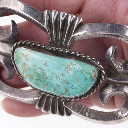 Large Early Tufa Cast Native American Turquoise/sterling belt buckle