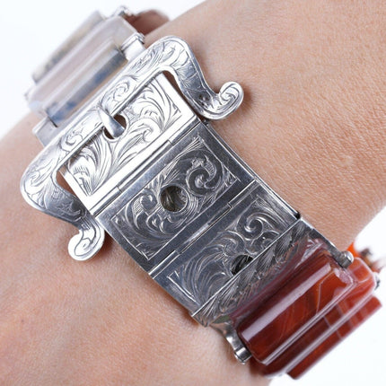 Antikes schottisches Sterling/Achat-Armband