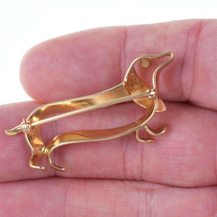 Modernist 14k Tiffany Dachshund Weiner dog pin