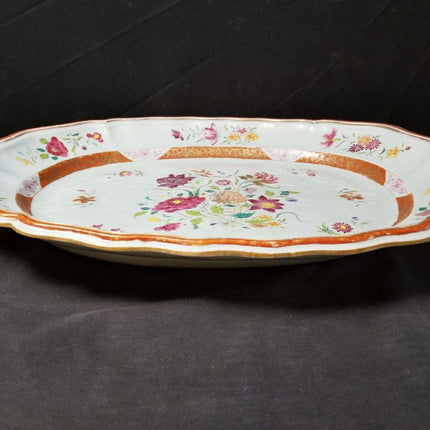 Qianlong Period Chinese Export Famille Rose Platter 17" x 13.5" 18th century