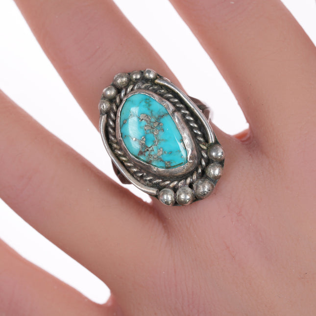 sz9 Vintage Navajo silver and turquoise ring
