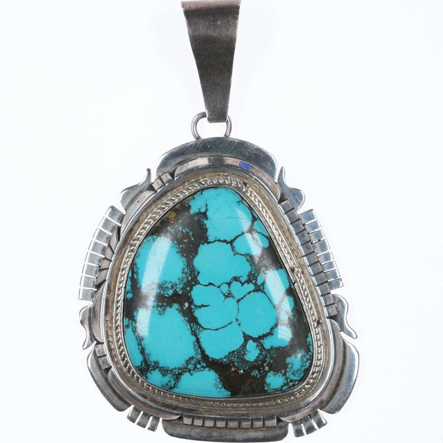 Huge Charles Johnson Navajo sterling and turquoise pendant