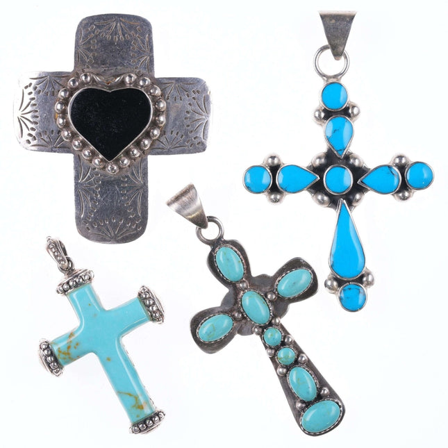 Vintage Southwestern sterling cross pendants