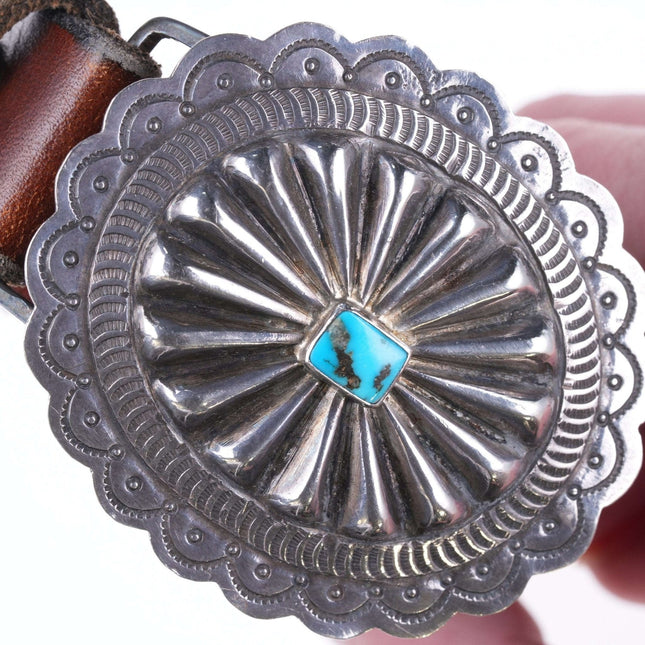 Vintage Navajo Sterling buckle with turquoise on 30"-35" belt