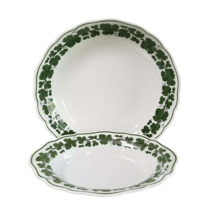 Meissen Full Green Vine Serving Bowls 9.25" oval and 10"