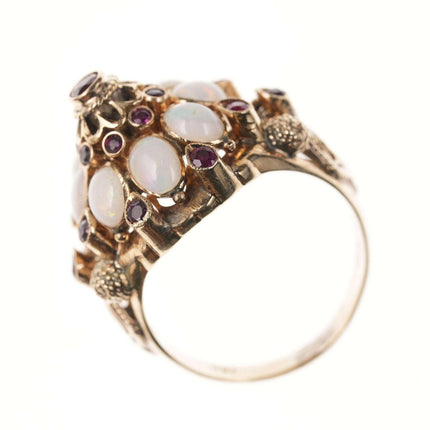 Size 8 Vintage Estate 14k Opal/garnet ring