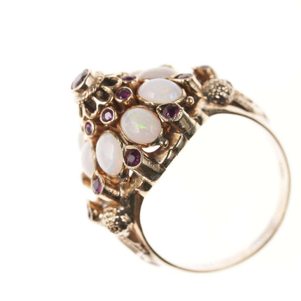 Size 8 Vintage Estate 14k Opal/garnet ring