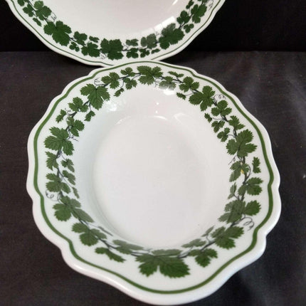 Meissen Full Green Vine Serving Bowls 9.25" oval and 10"