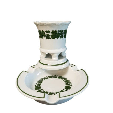 Meissen Full Green Vine vase//match Toothpick Holder Ash Tray