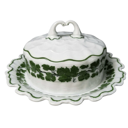 Meissen Full Green Vine Butter/Cheese Dish with lid