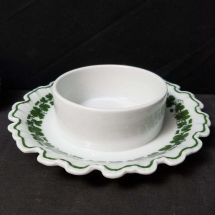 Piatto per burro/formaggio Meissen Full Green Vine con coperchio