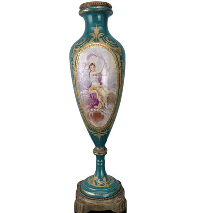 handbemalte Bronzegarnitur im Sevres-Stil um 1880