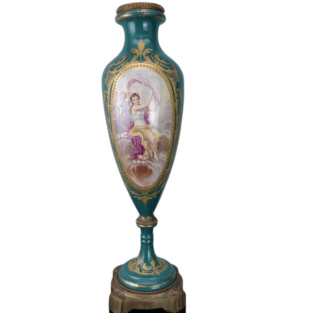 handbemalte Bronzegarnitur im Sevres-Stil um 1880