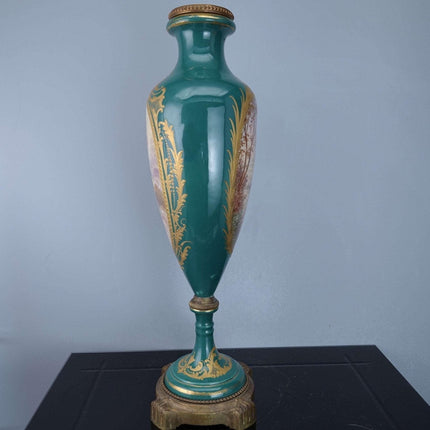 handbemalte Bronzegarnitur im Sevres-Stil um 1880